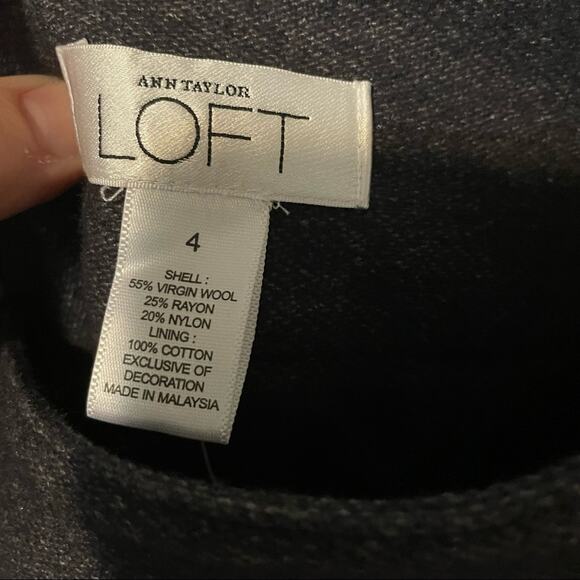 NWT Ann Taylor LOFT Grey Virgin Wool Pleated A-line Skirt w Cotton Lining Size 4 - Picture 6 of 11